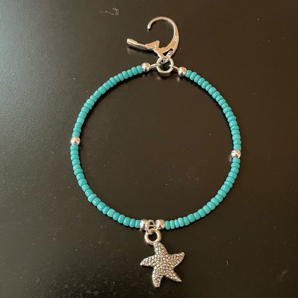 Turquoise Beaded Earrings with Starfish Charm - Picture 5 of 5